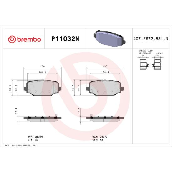 BREMBO DISC BRAKE PAD SET - P11032N