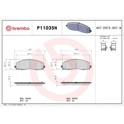 BREMBO DISC BRAKE PAD SET - P11035N