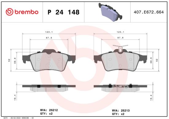 BREMBO BRAKE PAD - P24148
