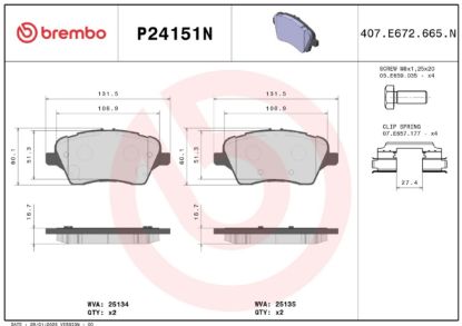 BREMBO DISCBRAKEPADSET NAOCERAMIC - P24151N