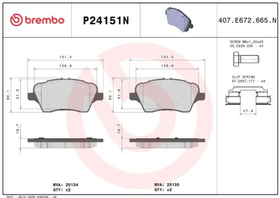 BREMBO DISCBRAKEPADSET NAOCERAMIC - P24151N