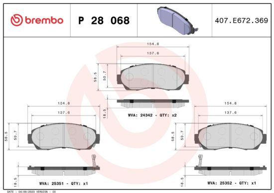 BREMBO BRAKE PAD - P28068