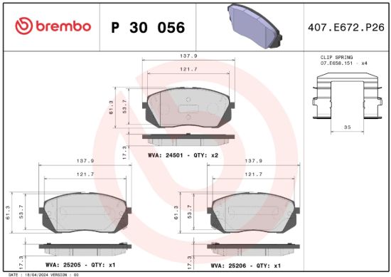 BREMBO BRAKE PAD - P30056