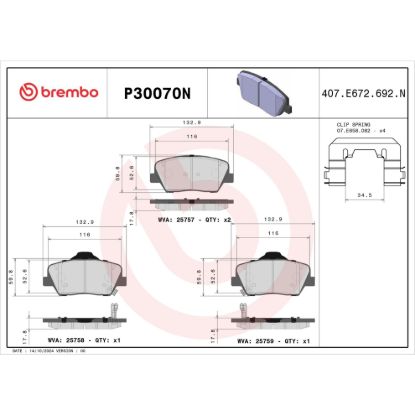 BREMBO DISC BRAKE PAD SET - P30070N