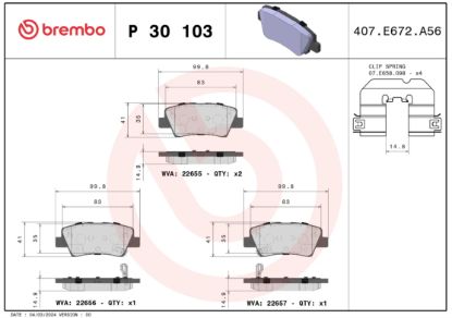 BREMBO DISCBRAKEPADSET LOWMETAL - P30103