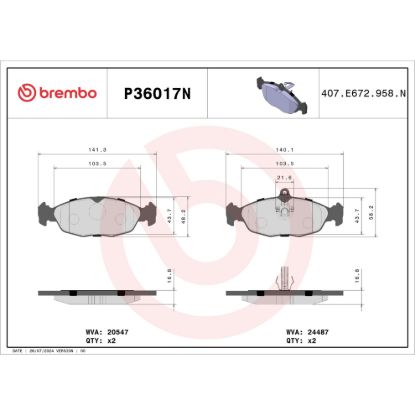 BREMBO DISC BRAKE PAD SET - P36017N