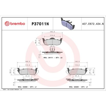 BREMBO DISC BRAKE PAD SET - P37011N