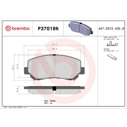 BREMBO DISC BRAKE PAD SET - P37019N