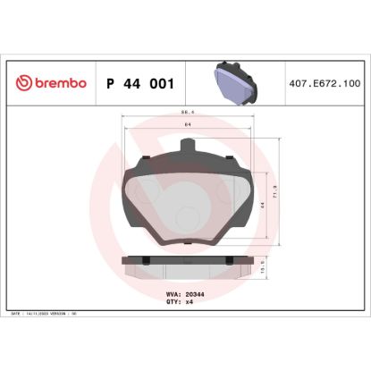 BREMBO DISC BRAKE PAD SET - P44001
