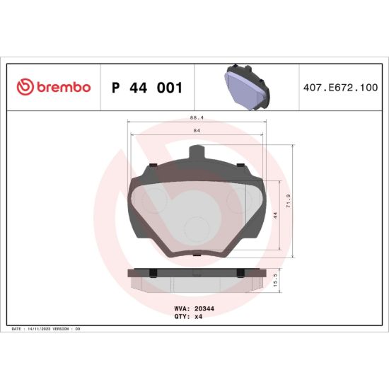 BREMBO DISC BRAKE PAD SET - P44001