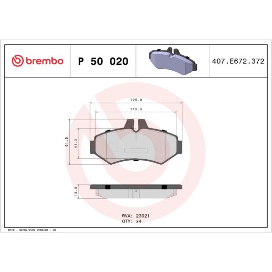 BREMBO DISC BRAKE PAD SET - P50020