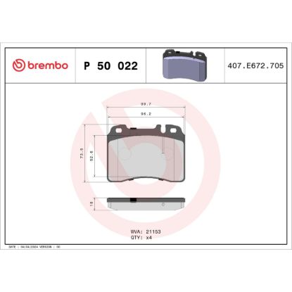 BREMBO DISC BRAKE PAD SET - P50022