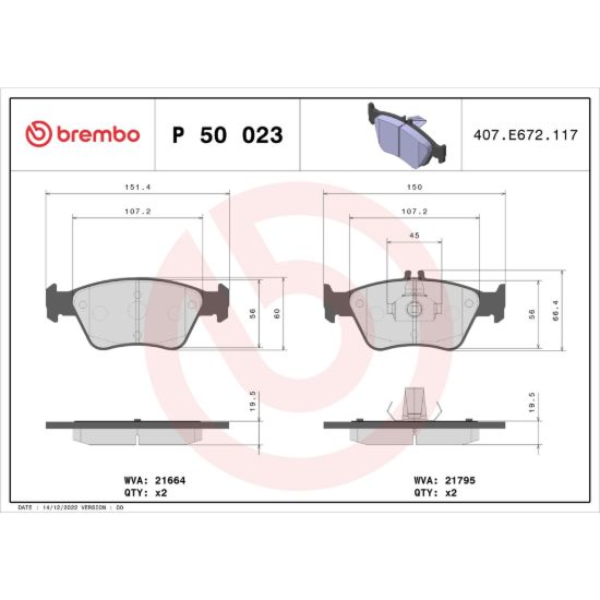 BREMBO DISC BRAKE PAD SET - P50023