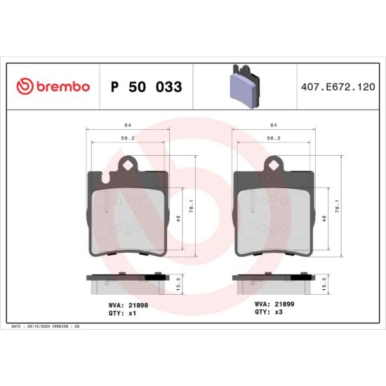 BREMBO DISC BRAKE PAD SET - P50033