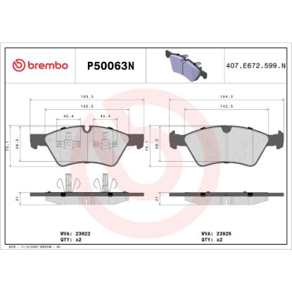 BREMBO DISC BRAKE PAD SET - P50063N