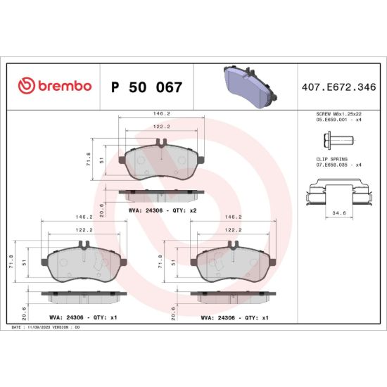 BREMBO DISC BRAKE PAD SET - P50067