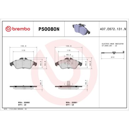 BREMBO DISC BRAKE PAD SET - P50080N