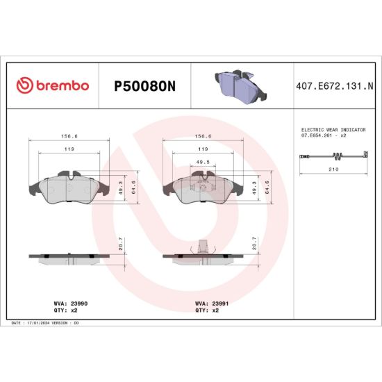 BREMBO DISC BRAKE PAD SET - P50080N