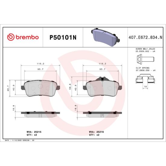 BREMBO DISC BRAKE PAD SET - P50101N
