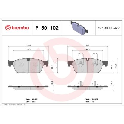 BREMBO DISC BRAKE PAD SET - P50102