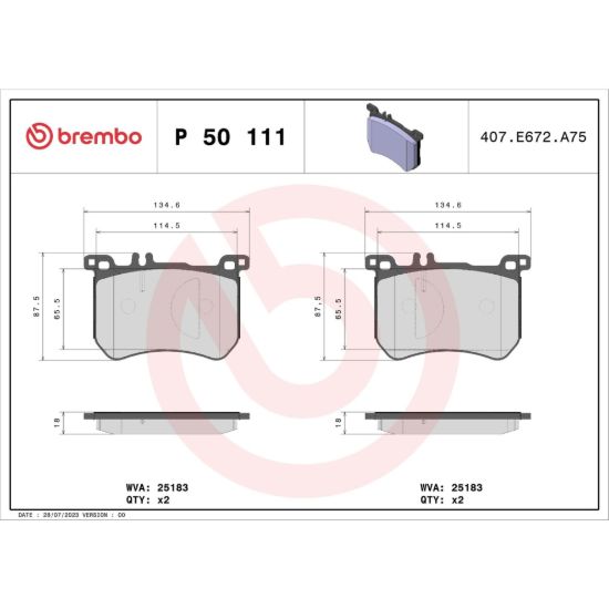 BREMBO DISC BRAKE PAD SET - P50111