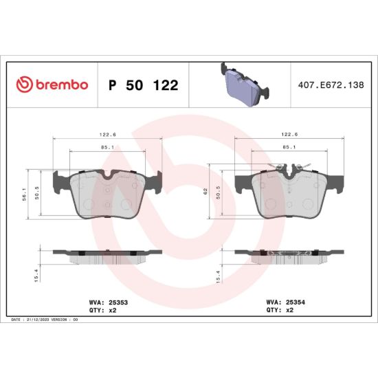 BREMBO DISC BRAKE PAD SET - P50122