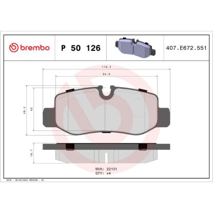 BREMBO DISC BRAKE PAD SET - P50126