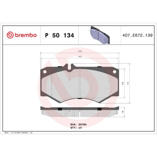 BREMBO DISC BRAKE PAD SET - P50134