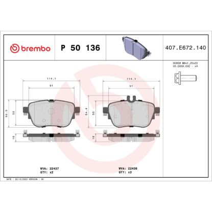 BREMBO DISC BRAKE PAD SET - P50136