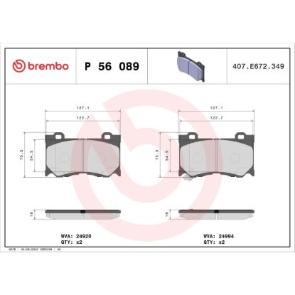 BREMBO DISC BRAKE PAD SET - P56089