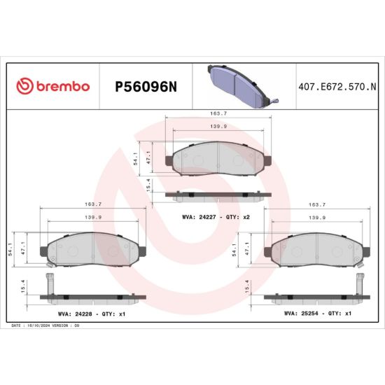 BREMBO DISC BRAKE PAD SET - P56096N