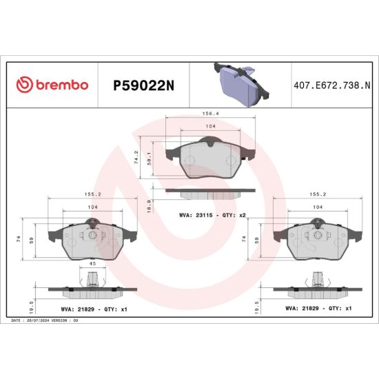 BREMBO DISC BRAKE PAD SET - P59022N