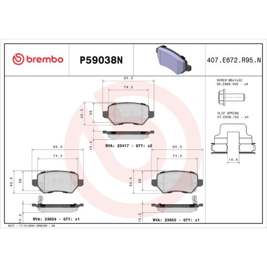 BREMBO DISC BRAKE PAD SET - P59038N