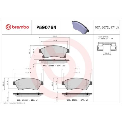 BREMBO DISC BRAKE PAD SET - P59076N
