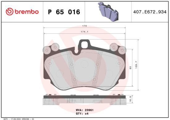 BREMBO BRAKE PAD - P65016