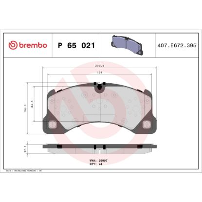 BREMBO DISC BRAKE PAD SET - P65021