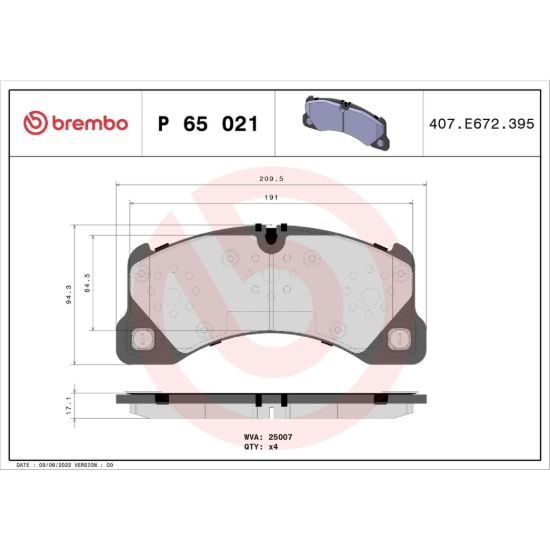 BREMBO DISC BRAKE PAD SET - P65021
