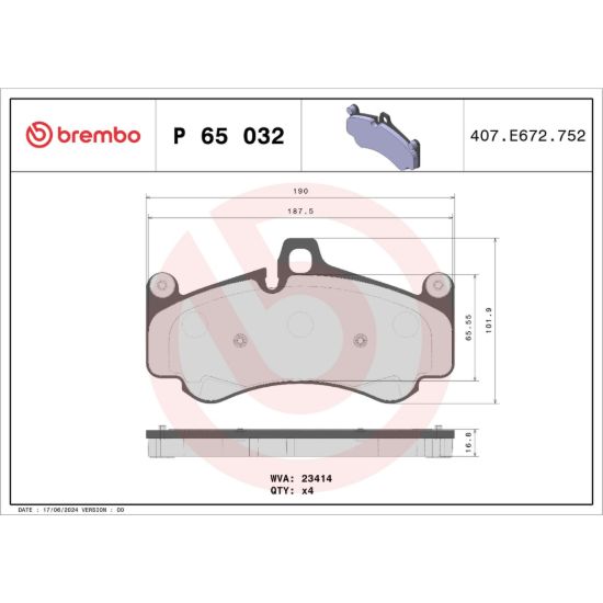 BREMBO DISC BRAKE PAD SET - P65032