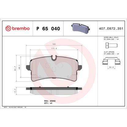 BREMBO DISC BRAKE PAD SET - P65040