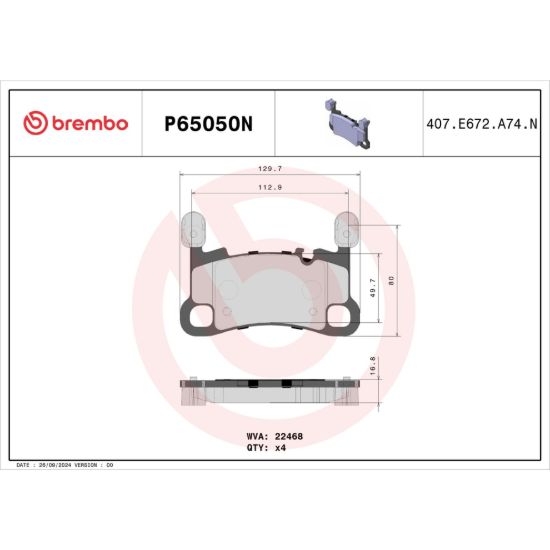 BREMBO DISCBRAKEPADSET NAOCERAMIC - P65050N