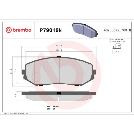 BREMBO DISC BRAKE PAD SET - P79018N