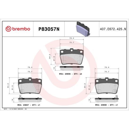 BREMBO DISC BRAKE PAD SET - P83057N