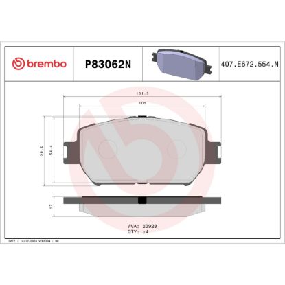 BREMBO DISC BRAKE PAD SET - P83062N