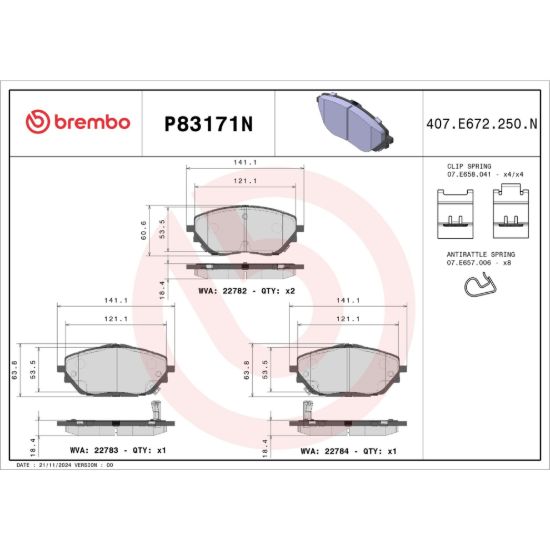 BREMBO DISC BRAKE PAD SET - P83171N