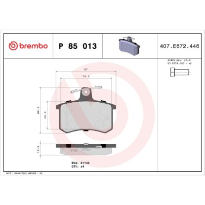 BREMBO DISC BRAKE PAD SET - P85013
