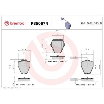 BREMBO DISC BRAKE PAD SET - P85067N