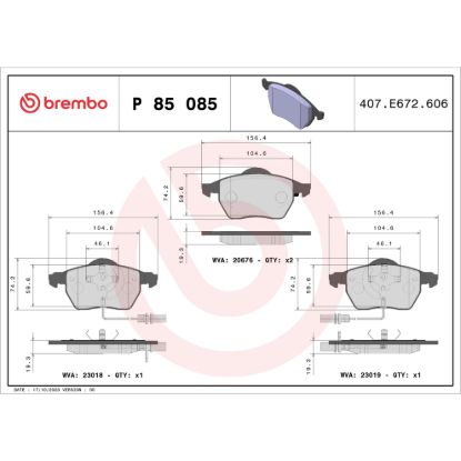 BREMBO DISC BRAKE PAD SET - P85085