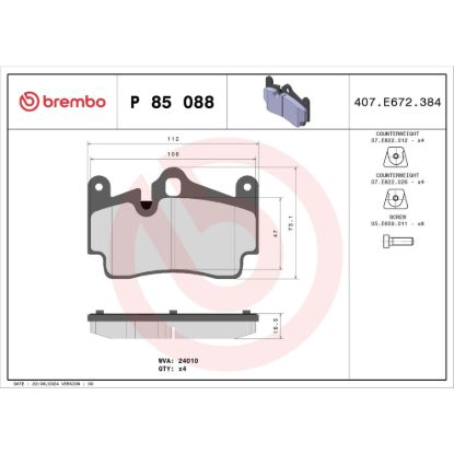 BREMBO DISC BRAKE PAD SET - P85088