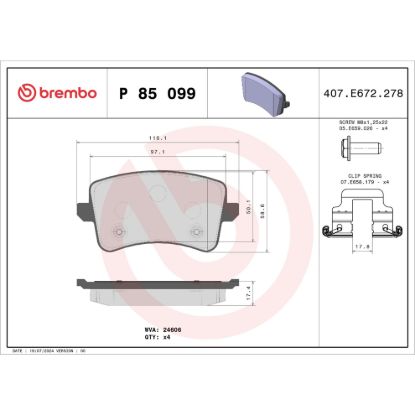 BREMBO DISC BRAKE PAD SET - P85099