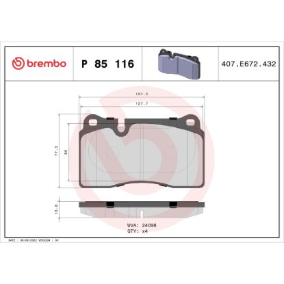 BREMBO DISC BRAKE PAD SET - P85116